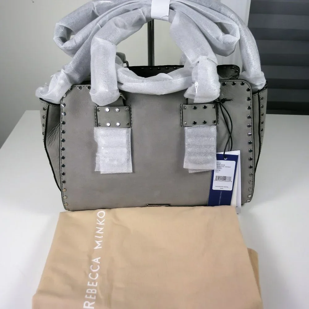 Rebecca Minkoff Midnighter Medium Satchel Grey Nubuck Leather NWT